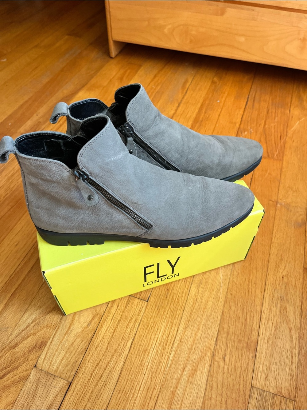 Womens Gray Suede Zip Chukka Boots